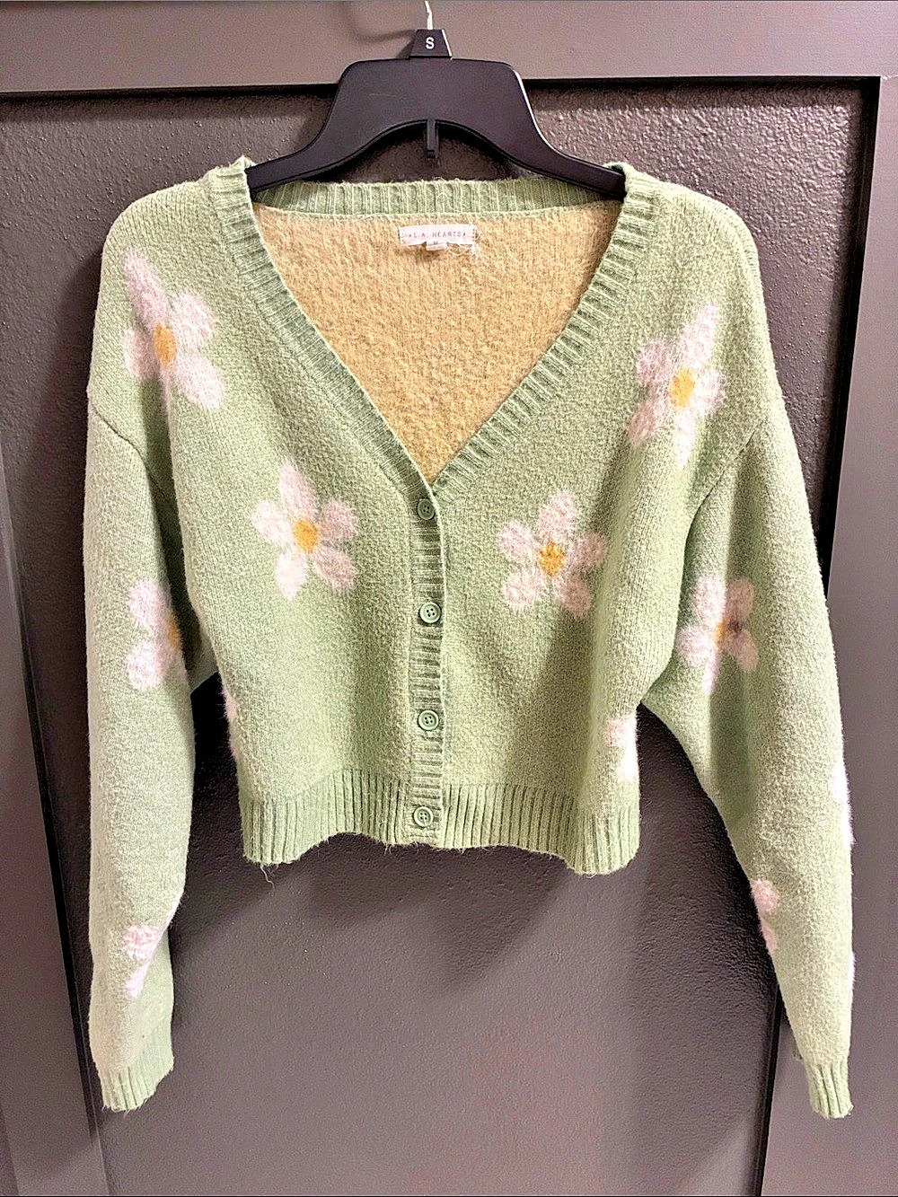 L.A. Hearts Floral Cardigan in Green & Pink Size Medium